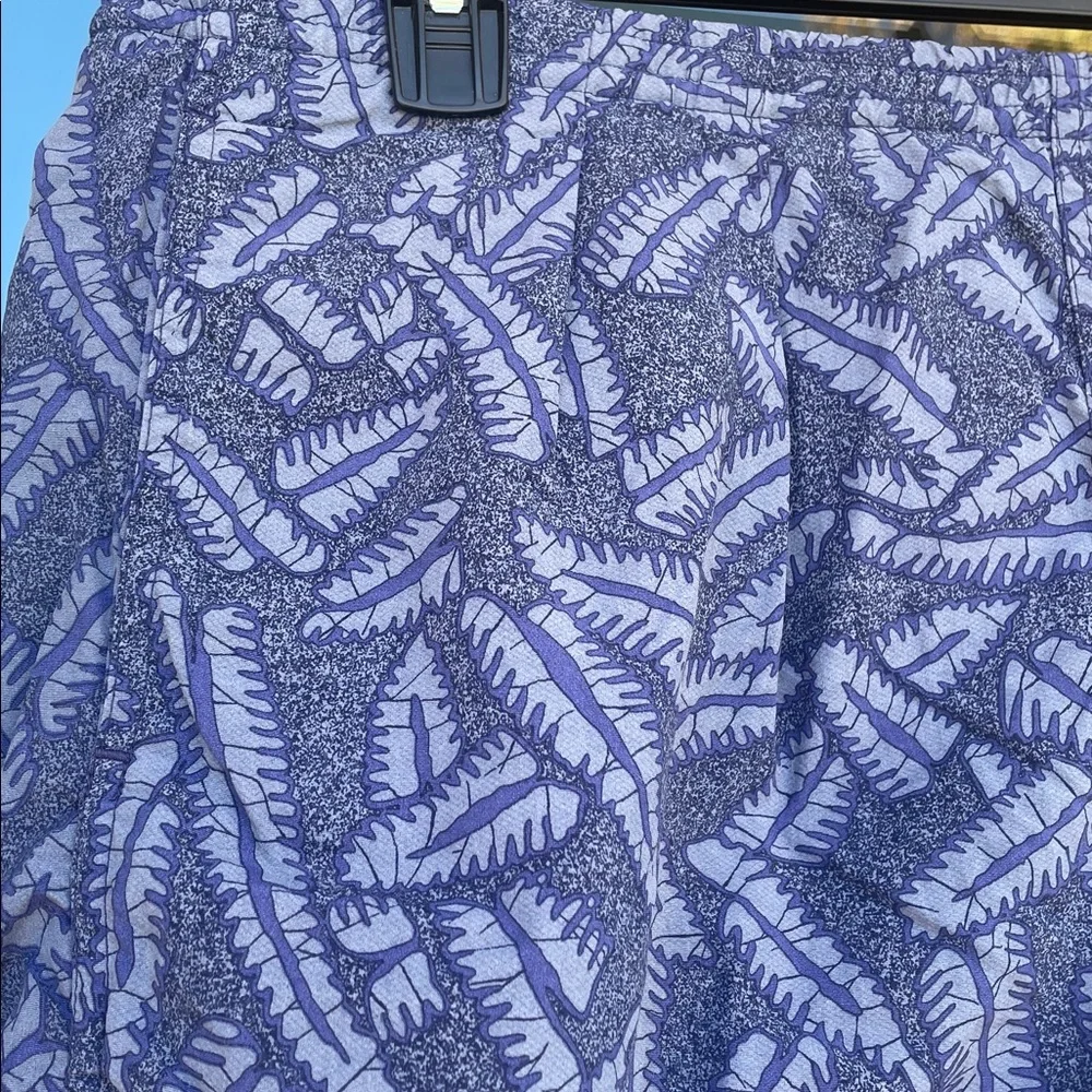 Patagonia Blue Leafy Pattern Lined Swim Trunks L